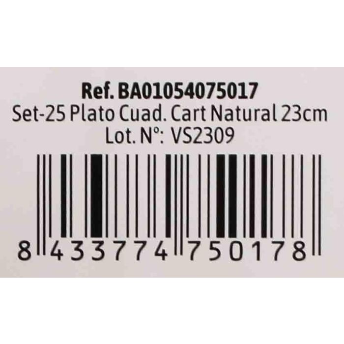 Set de 25 platos cuadrados de cartón natural 23 cm Algon (24 Cajas) 5 Set de 25 platos cuadrados de cartón natural 23 cm Algon (24 Cajas) 5