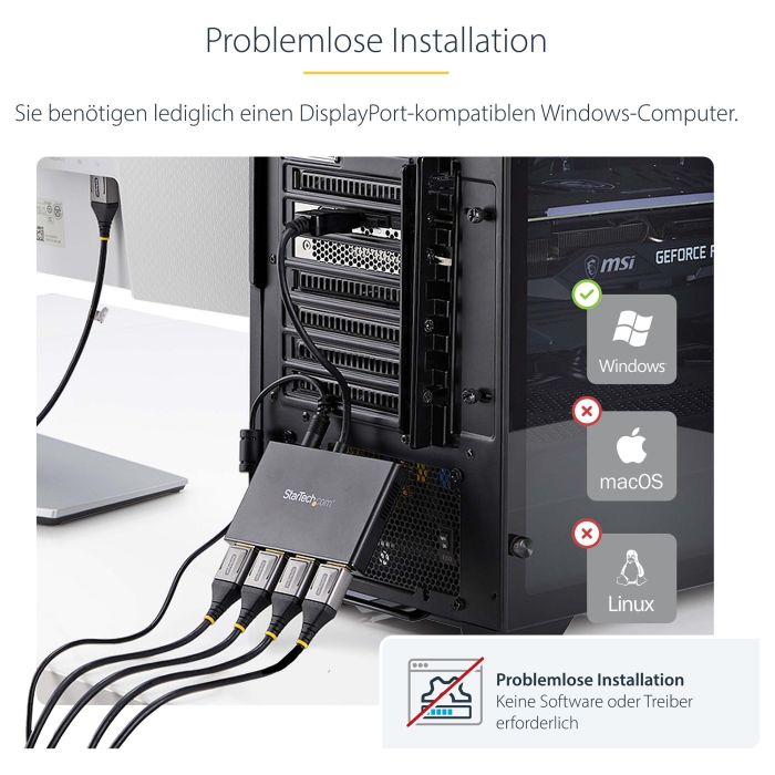 Splitter DisplayPort Startech MSTDP124DP Negro 3