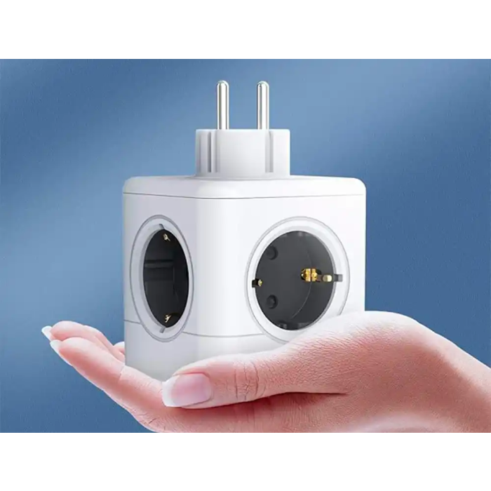 Q-connect Regleta Cubo 5 en 1 Directo a Pared, 5 Tomas de Corriente, 75x75x112mm 6