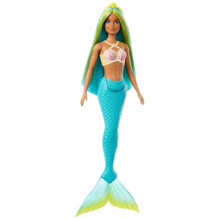 Muñeca barbie sirena con cola rígida. con diadema,corpiño de conchas y cola de colores - modelos surtidos 1