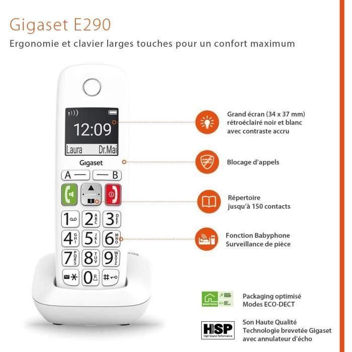 Teléfono fijo GIGASET E290 Duo Blanco 4 Teléfono fijo GIGASET E290 Duo Blanco 4