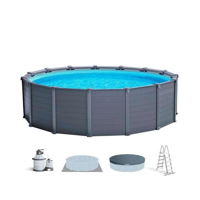 Piscina graphite gray panel d478x124 cm(c/bomba aren Piscina graphite gray panel d478x124 cm(c/bomba aren