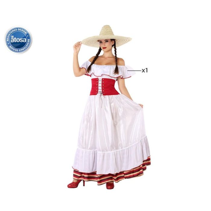 Disfraz Mejicana Vestido Blanco Adulto XL Disfraz Mejicana Vestido Blanco Adulto XL