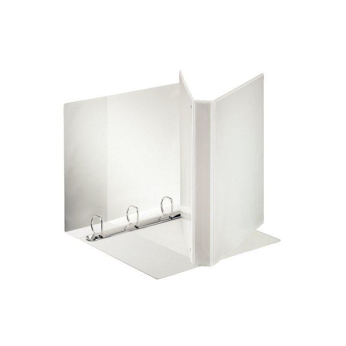 Esselte Carpeta Canguro DIN A4+ de Plástico Blanco con 4 Anillas Mixtas de 40mm y Portadas Personalizables, Certificado PEFC