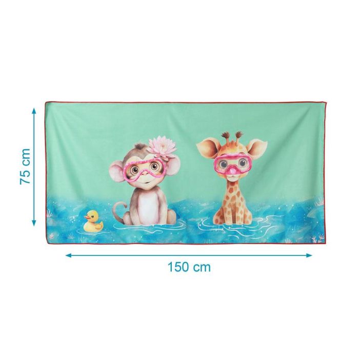 KioKids Toalla de Playa y Piscina Microfibra Secado Rápido Absorbente Niños Estampado Animales Turquesa 75x150 cm con Bolsa Transporte 2 KioKids Toalla de Playa y Piscina Microfibra Secado Rápido Absorbente Niños Estampado Animales Turquesa 75x150 cm con Bolsa Transporte 2