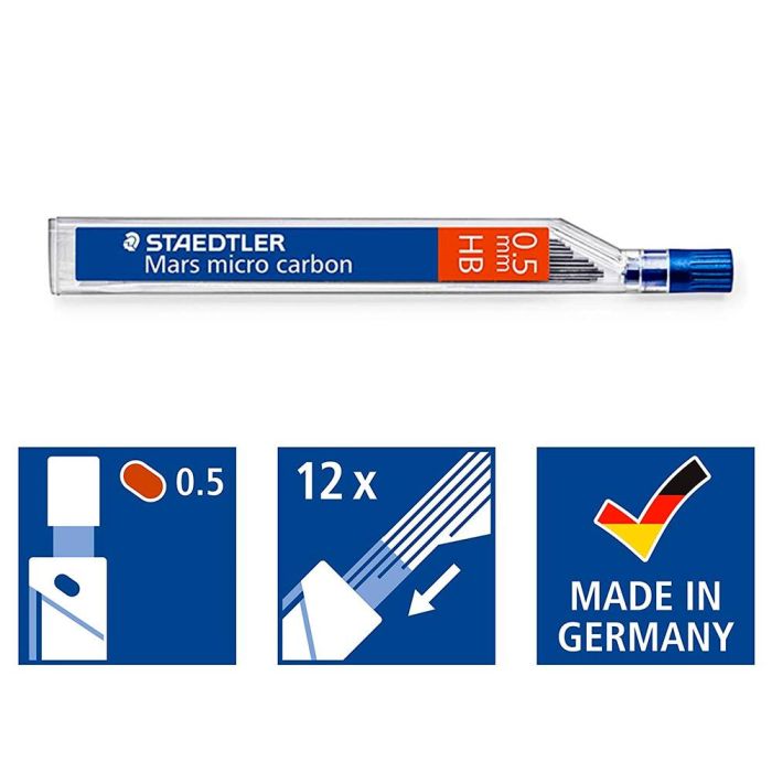 Minas Staedtler Mars Micro Grafito 0,5 mm Hb Tubo Con 12 Minas 12 unidades 5