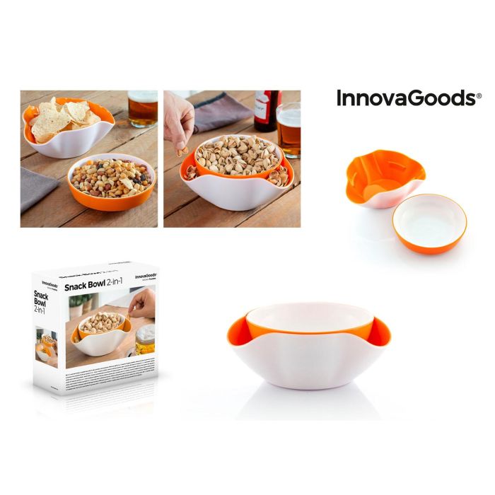 Bols para Aperitivos 2 en 1 InnovaGoods 2 Piezas Bols para Aperitivos 2 en 1 InnovaGoods 2 Piezas