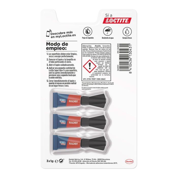 Pegamento Loctite Super Glue 3 1 gr Blister Mono Dosis 1