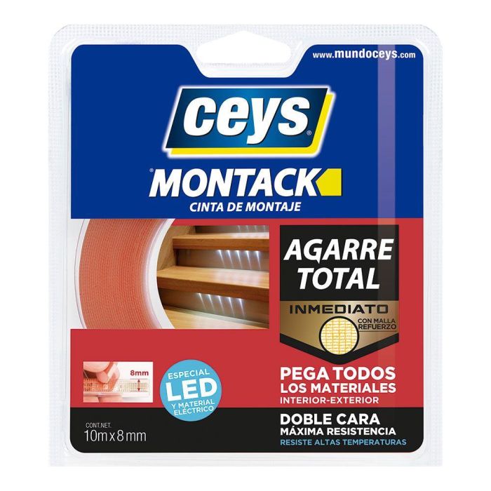 Ceys Cinta Doble Cara Montack Agarre Total Especial para Leds 8mm x 10m Blister Ceys Cinta Doble Cara Montack Agarre Total Especial para Leds 8mm x 10m Blister