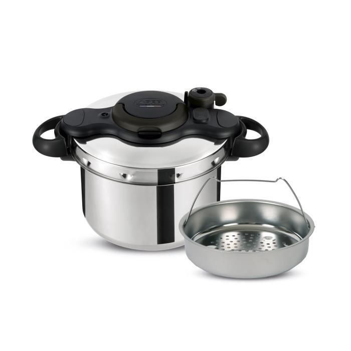 SEB Olla a presión 6 L, Inducción, Olla a presión de acero inoxidable, Cocina saludable, Seguridad óptima, ClipsoMinut' Easy P4620768