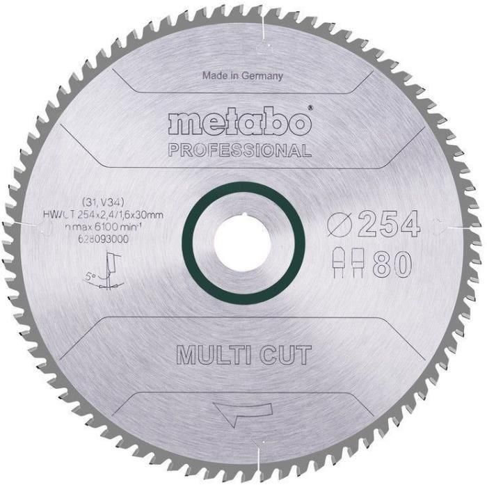 Metabo MET4007430229540 Hoja de Sierra Circular Profesional Multi Cut HW/CT 254x30mm 80 Dientes 5°