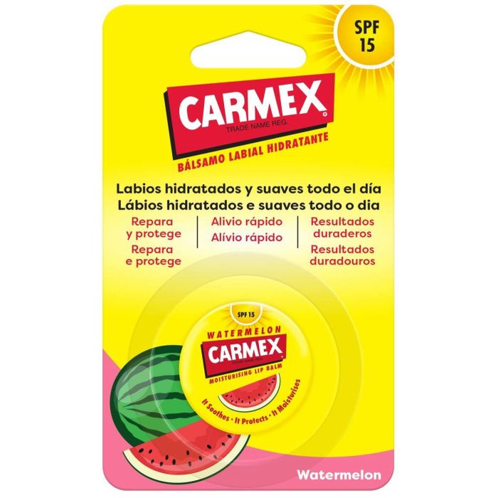 Carmex Bálsamo Labial Hidratante Sandía SPF 15 para Labios Agrietados, Secos y Dañados - Tarro 7.5g Uso Diario 9 Carmex Bálsamo Labial Hidratante Sandía SPF 15 para Labios Agrietados, Secos y Dañados - Tarro 7.5g Uso Diario 9