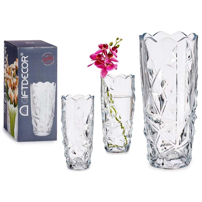 Florero Diamante 29 cm Cristal Transparente - Giftdecor (6 Unidades)