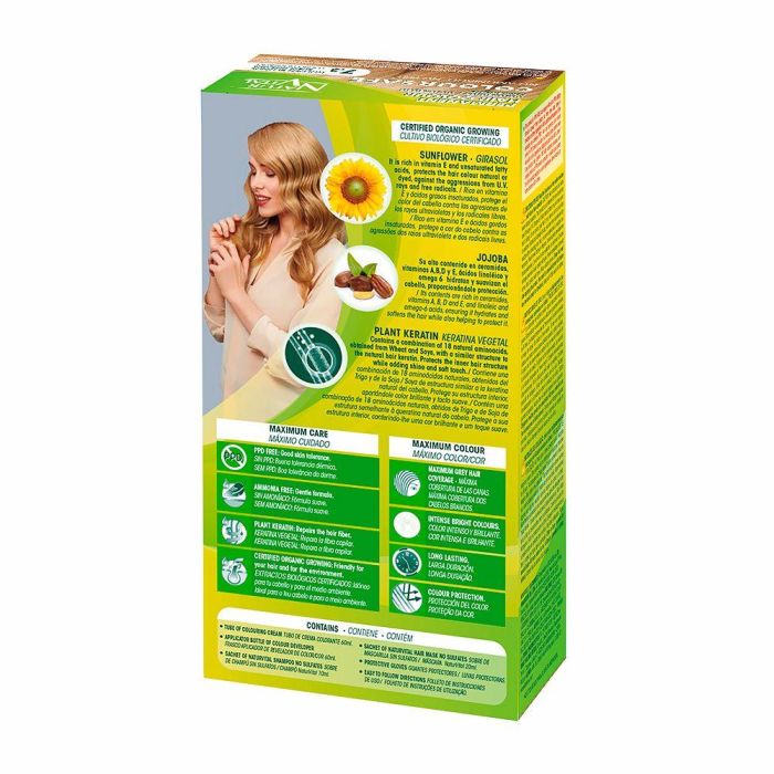 Natur Vital COLOURSAFE Tinte Permanente #7.3 Rubio Dorado con Queratina Vegetal, Aloe Vera y Aceite de Girasol, Cobertura de Canas