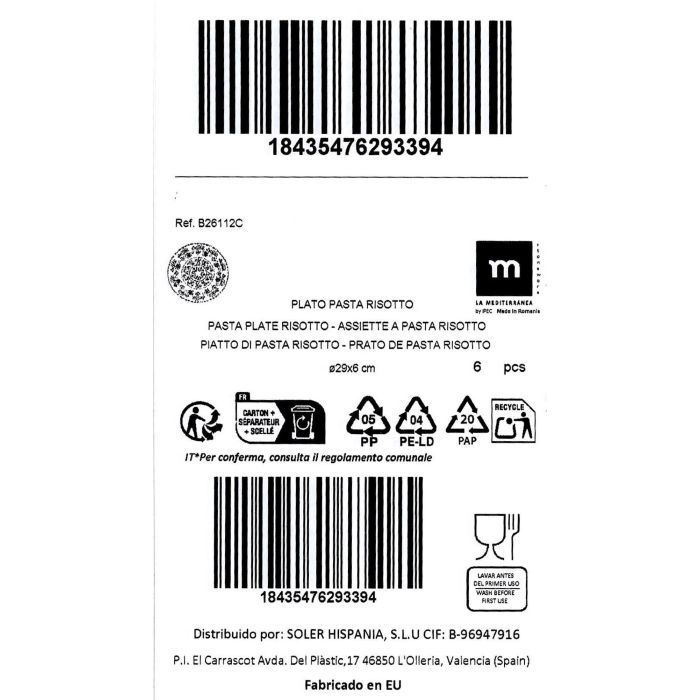 La Mediterranea Plato Pasta Ø29 cm "Blur" (6 Unidades) 1 La Mediterranea Plato Pasta Ø29 cm "Blur" (6 Unidades) 1