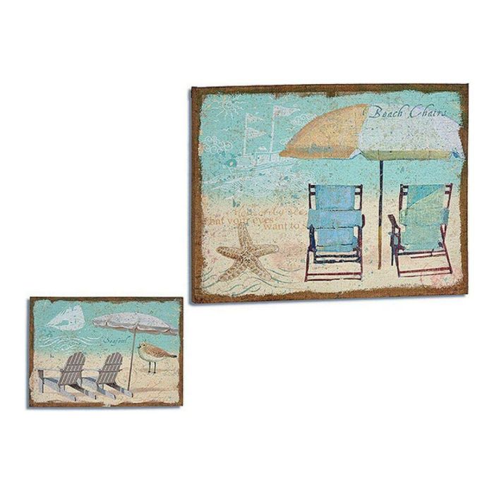 Arte Regal Lienzo de Lino Tumbona Playa, 70x3x50 cm (4 Unidades)