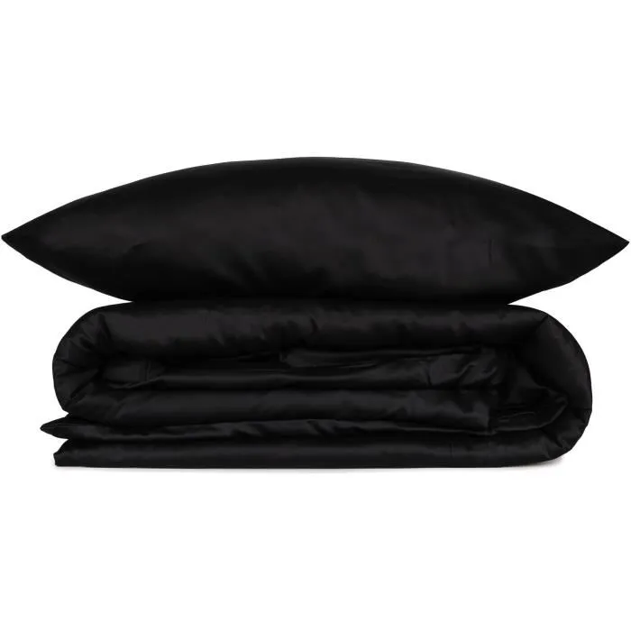 Juego de Cama 220x240 cm + 2 Fundas Almohada 60x60 cm - 100% Algodón Satén Negro - MEN8681875218435 2