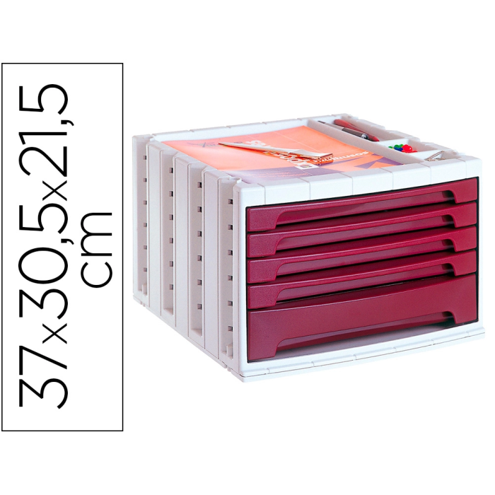 Archivo 2000 Fichero Cajones Sobremesa 305x370x215 mm Bandeja Organizadora Superior 5 Cajones Burdeos Opaco 0 Archivo 2000 Fichero Cajones Sobremesa 305x370x215 mm Bandeja Organizadora Superior 5 Cajones Burdeos Opaco 0