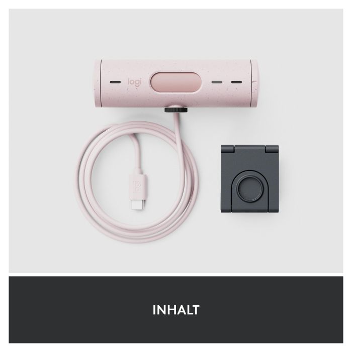 Logitech Webcam Brio 500 Rosa Full HD 1080p 4MP 90° con Clip de Montaje Universal USB-C Plug and Play Rightlight 4 HDR 9