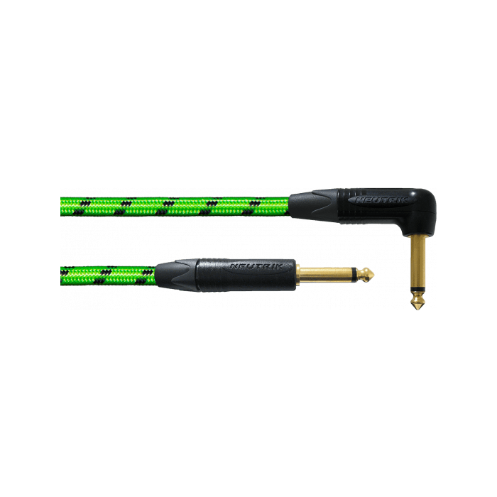 Cordial Cable de Instrumento Jack-Jack Acodado Verde UV 6m