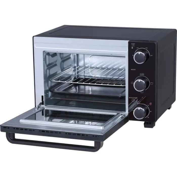Continental Edison CEMF22B - Mini Horno Eléctrico 22L Negro 1300W Asador Circulación Natural 1