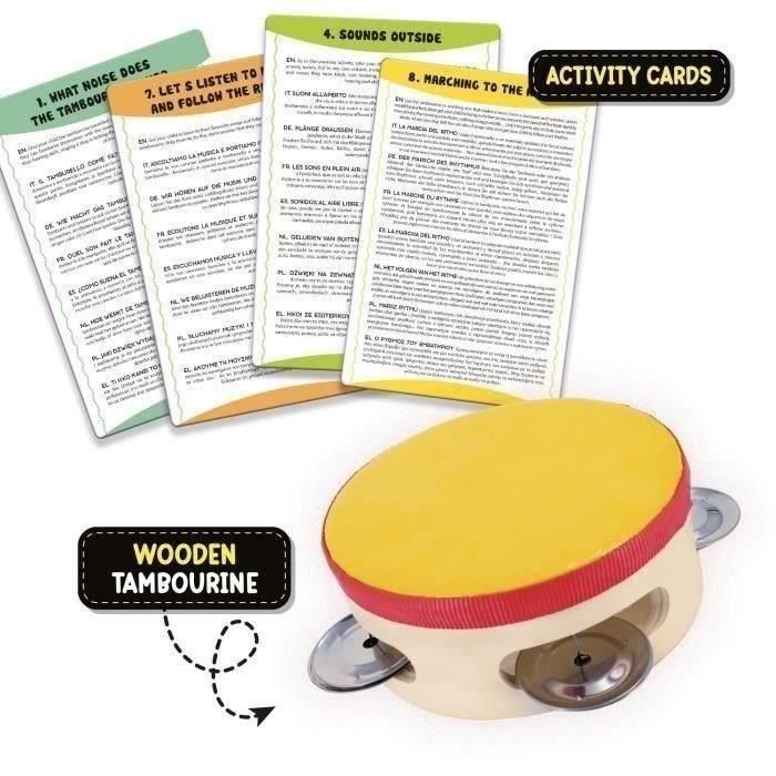 Lisciani LIS8008324105489 Pandereta de madera Toca y agudiza tu oído 1