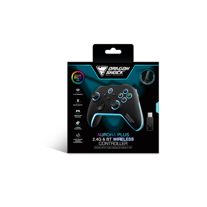 Dragonshock Aurora Plus Negro Bluetooth/Rf/Usb Gamepad Analógico/Digital Android, Pc, Playstation 3, Ios 8