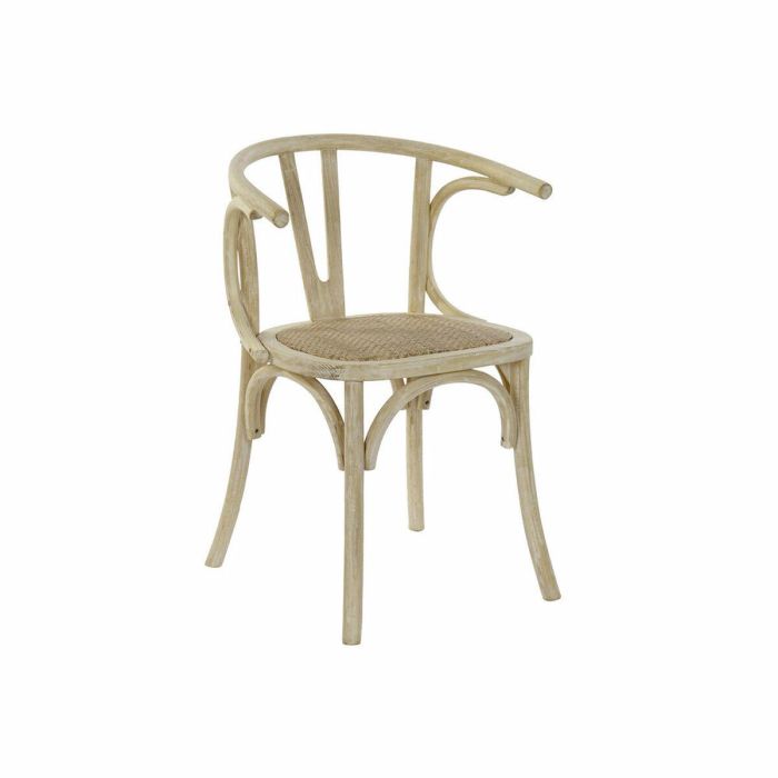DKD Home Decor Silla Horeca Blanco de Olmo y Ratán con Respaldo de Rejilla Hecha a Mano y Desmontable - 76 cm Alto, Asiento 46 cm DKD Home Decor Silla Horeca Blanco de Olmo y Ratán con Respaldo de Rejilla Hecha a Mano y Desmontable - 76 cm Alto, Asiento 46 cm