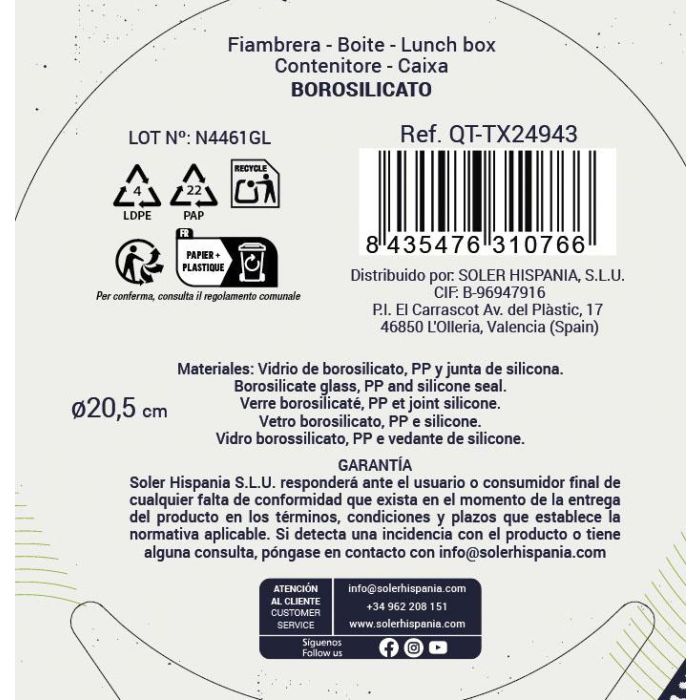 Fiambrera Red.Herm.20.5Cm 1.3L "Textury" (6 Unidades) 2 Fiambrera Red.Herm.20.5Cm 1.3L "Textury" (6 Unidades) 2