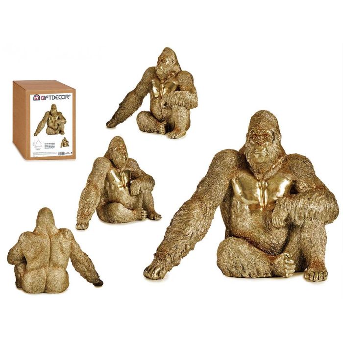 Giftdecor Gorila Sentado Dorado en Resina - 36x50x62 cm