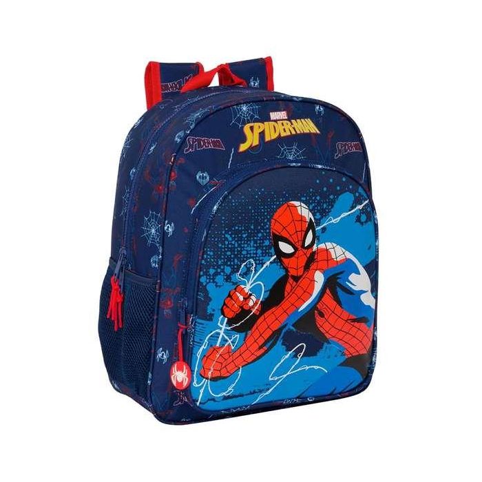 Mochila Escolar Spider-Man Neon Azul marino 32 X 38 X 12 cm