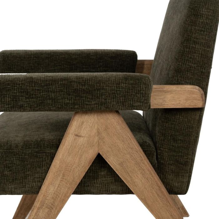 Sillón Verde Tejido-Madera Salón 74 X 76 X 85 cm