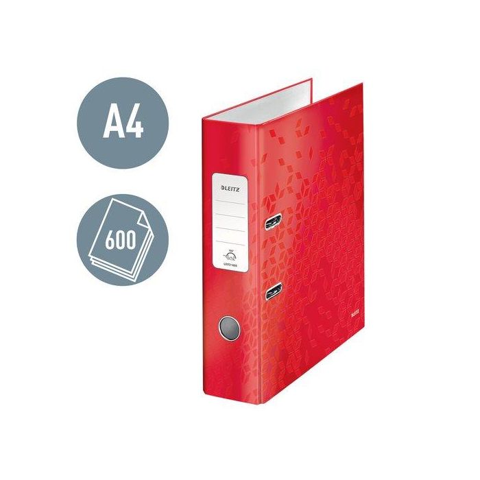 Archivador Palanca Leitz Wow A4 180º 80Mm Rojo 10 unidades
