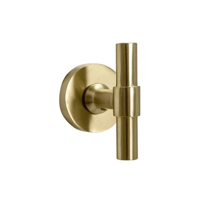 JANDEL Manilla T 80mm con Roseta Ø50mm de Zamak para Puertas Interiores - Negro Mate, Niquel Satinado, Latón Mate JANDEL Manilla T 80mm con Roseta Ø50mm de Zamak para Puertas Interiores - Negro Mate, Niquel Satinado, Latón Mate