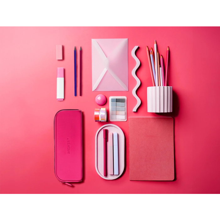 Antartik Estuche Portatodo Prisma Silicona Soft Rectangular Rosa Fucsia 185x50x75 mm 8