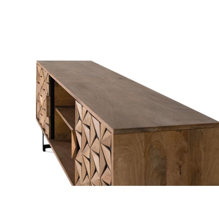 GINER Y COLOMER Mueble TV con 2 Puertas y 2 Estantes en Madera de Mango Natural 2 GINER Y COLOMER Mueble TV con 2 Puertas y 2 Estantes en Madera de Mango Natural 2
