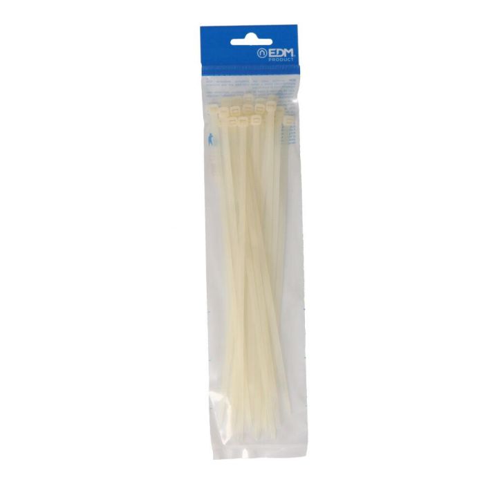 Edm Bridas de nylon blanco 4,8 x 250 mm, alta calidad, bolsa de 25 unidades