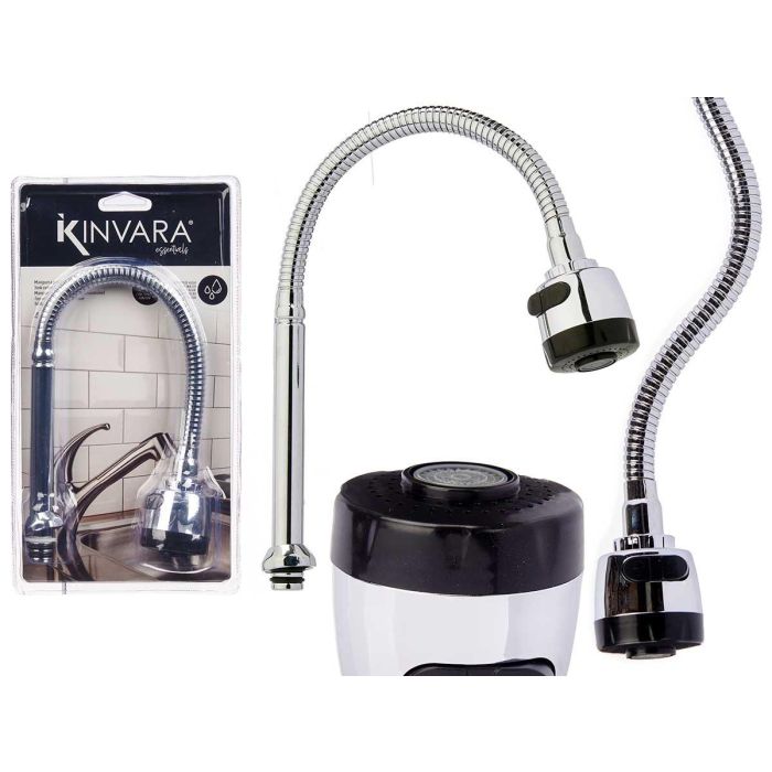 Kinvara Manguera Grifo Extensible Fregadero Multifunción 2 Posiciones, Rosca Hembra 24 mm, Metal/Plástico, Plata/Negro (12 Unidades) 0 Kinvara Manguera Grifo Extensible Fregadero Multifunción 2 Posiciones, Rosca Hembra 24 mm, Metal/Plástico, Plata/Negro (12 Unidades) 0