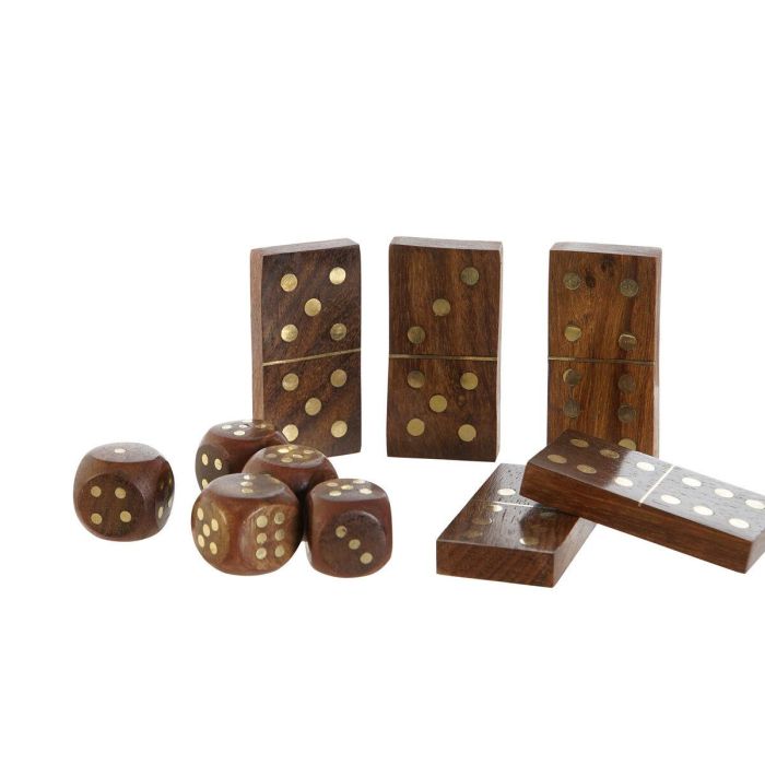 DKD Home Decor Set de 3 Juegos de Mesa Colonial: Dominó y Tres en Raya de Madera Sheesham y Cristal, Marrón 15x15x7 cm 1 DKD Home Decor Set de 3 Juegos de Mesa Colonial: Dominó y Tres en Raya de Madera Sheesham y Cristal, Marrón 15x15x7 cm 1