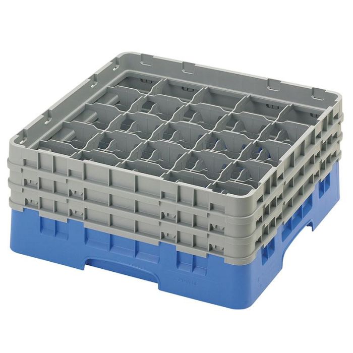 CAMBRO - 25S638-168 - Cesta de lavado 25 comp. 3 alturas - 8,7 cm Ø máx. - alt. máx. 17,6 cm - 50 x 50 x 22,5 cm - Azul