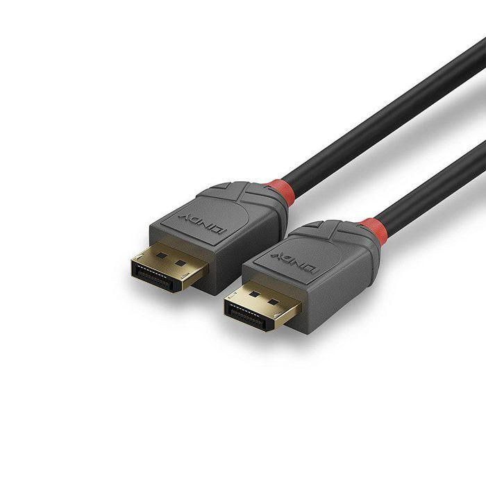 Lindy DisplayPort 1.4 Anthra Line Cable 5m para Instalaciones AV IT, Soporta 4K 4096x2160@120Hz, Contactos Oro 24K, 28AWG, Triple Apantallamiento 4