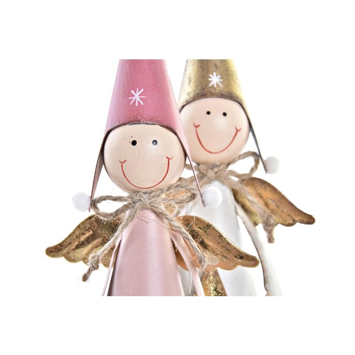 Figura Navidad Fantasia DKD Home Decor Rosa Palo Gris 7 x 22 x 8.5 cm (6 Unidades) 1