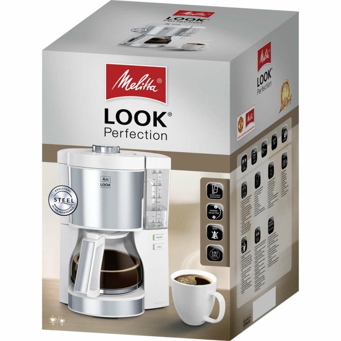 Melitta 1025-05 Cafetera de Filtro Look V Perfección Blanca, 10 Tazas (1.25L), AromaSelector, Acero Inoxidable 3 Melitta 1025-05 Cafetera de Filtro Look V Perfección Blanca, 10 Tazas (1.25L), AromaSelector, Acero Inoxidable 3