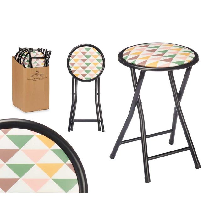 Giftdecor Taburete Plegable PVC Mate Patas Negras Estampado Triángulos 30x69x7 cm (10 Unidades) Giftdecor Taburete Plegable PVC Mate Patas Negras Estampado Triángulos 30x69x7 cm (10 Unidades)