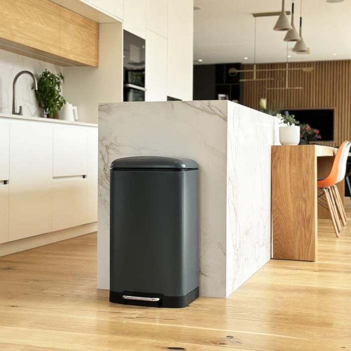 Kitchen Move KIT3666162006631 Cubo de basura de cocina con pedal 40L Gris Mate Acero Inoxidable Modelo Greenwich 1