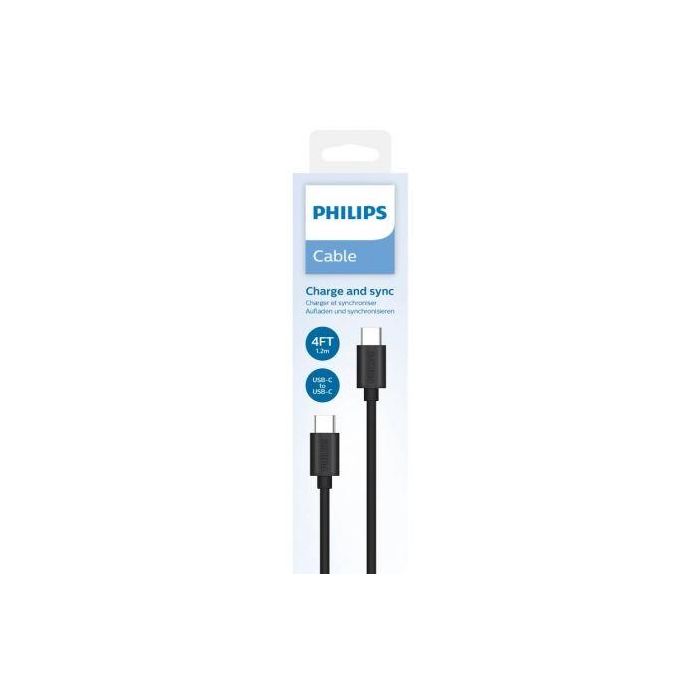 Cable USB 2.0 Tipo-C Philips DLC3104C/ USB Tipo-C Macho - USB Tipo-C Macho/ 1.2m/ Negro