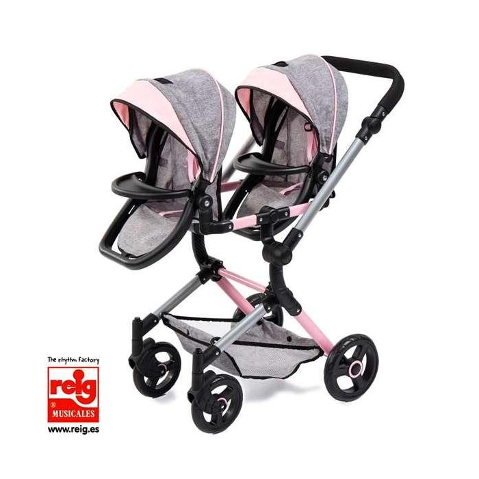 Carrito para Muñecas Reig Gris 81 cm Gemelar 1