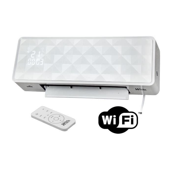 Warm Tech WAR5411074217914 Calefactor Eléctrico de Pared 2000W Cerámico WiFi 240V, hasta 50m³ Blanco