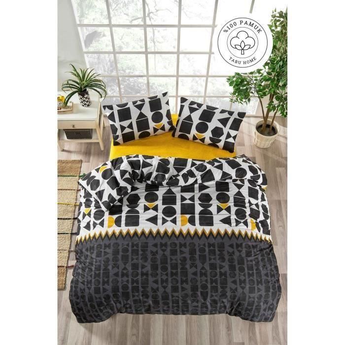 Juego de cama ASI8684283019045 - 1 funda nórdica 220x240 cm + 2 fundas de almohada 60x60 cm - 100% algodón reforzado - Negro 0 Juego de cama ASI8684283019045 - 1 funda nórdica 220x240 cm + 2 fundas de almohada 60x60 cm - 100% algodón reforzado - Negro 0