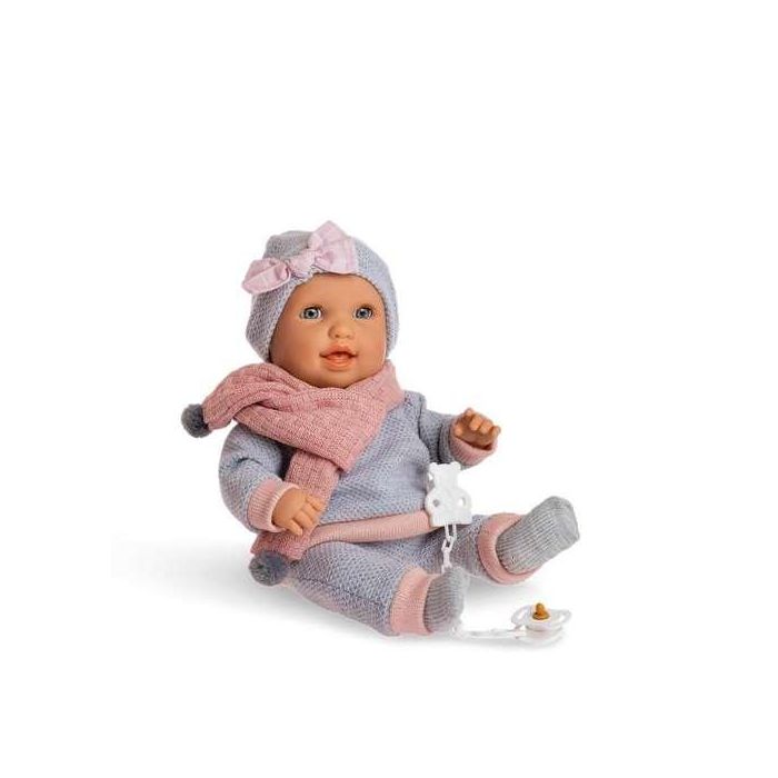 Muñeco baby susu interactivo con pijama gris y mecanismo. llora, rie y succiona el chupete 38 cm 3